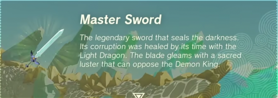 Screenshot of the Master Sword from Zelda ToTK.