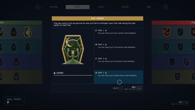 Image of the Ship Command skill in Starfield fully unlocked.