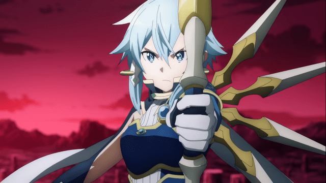 Sinon using her bow to aim at enemies
