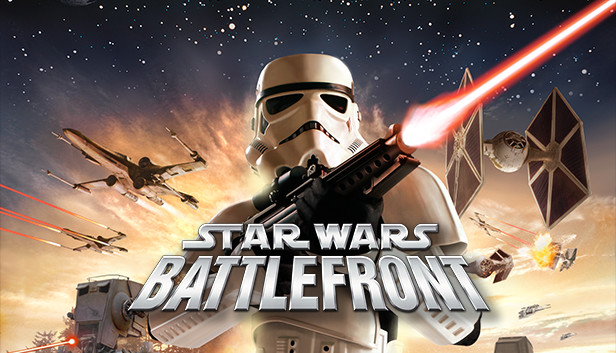 Star Wars Battlefront 1 game cover with a stormtrooper on the front