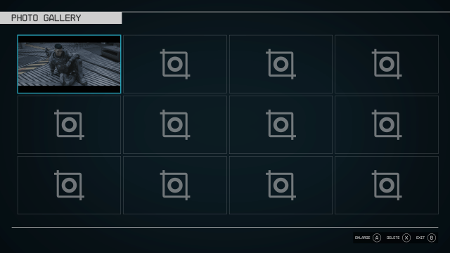 Starfield Photo gallery showing n image in one of the slots