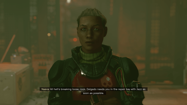 Displays Naeva during a dialogue in Starfield.