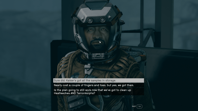 Displays a dialogue with Percival during Hostile Intelligence (Starfield).