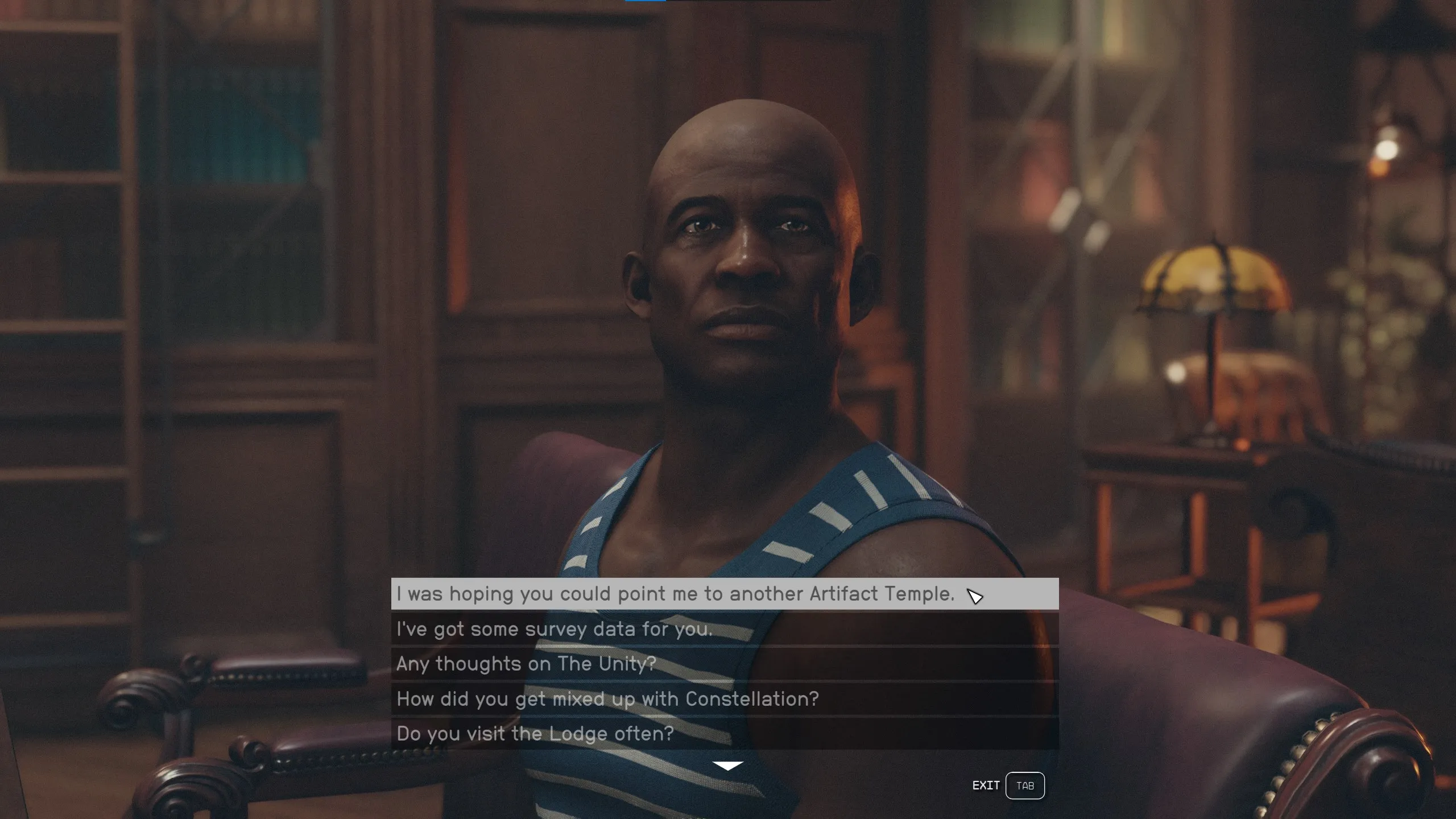 An image of Vladimir Sall in conversation with the player character in Starfield.