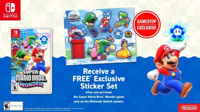 The Super Mario Bros. Wonder pre-order featuring an exclusive sticker set