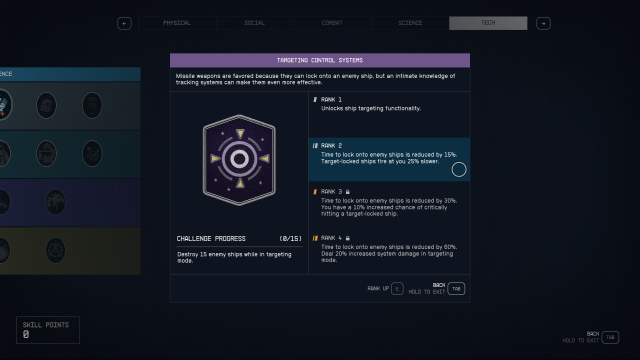 Image of the Targeting Control Systems skill tree, showing an emblem on a crosshair locking on.