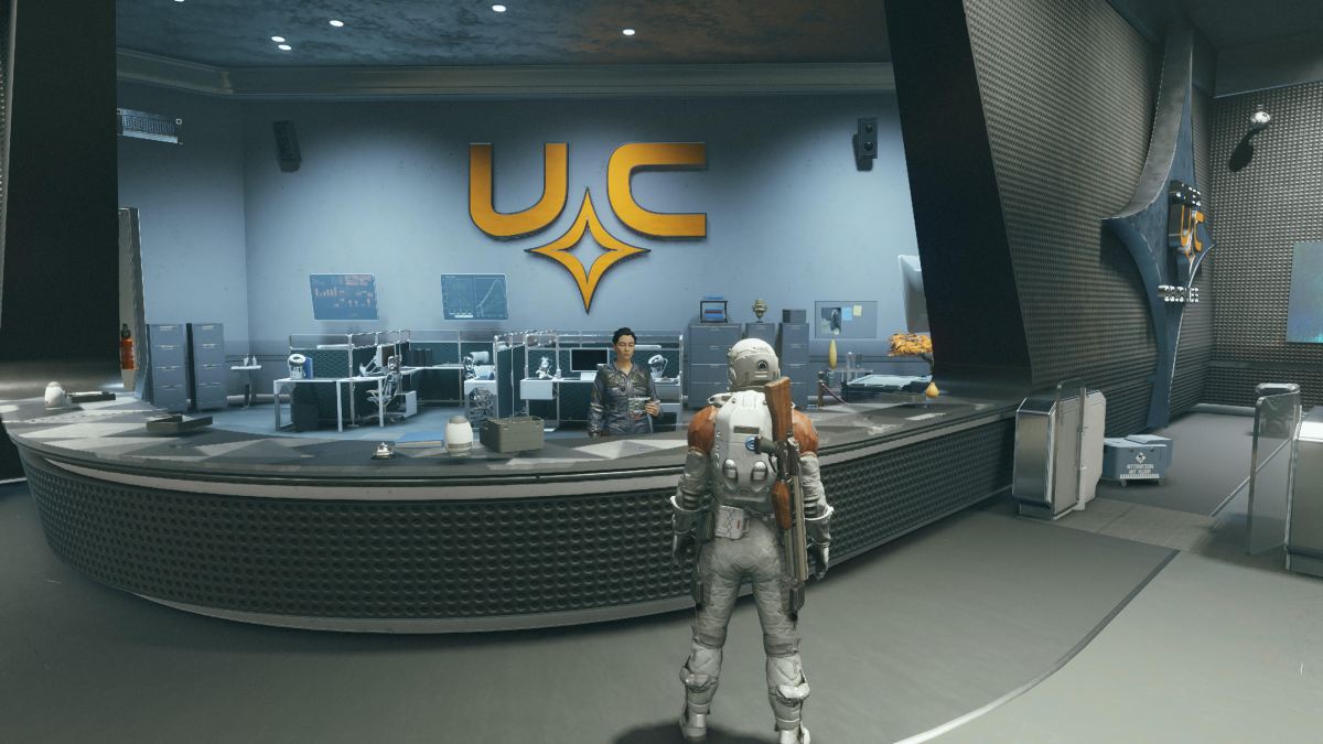 Player standing at the UC Distribution counter