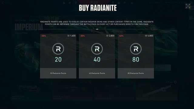 Price of Radianite in VALORANT.