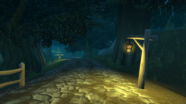 One lamp lighting the way in Duskwood