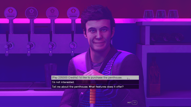 Boone Morgan talking to our character in the Astral Lounge