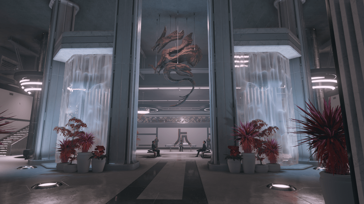 The lobby at Ryujin Industries in Starfield