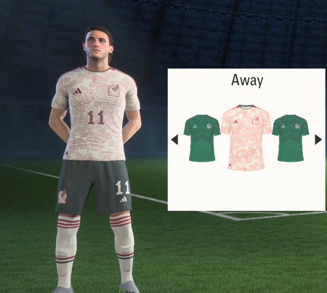 A screenshot showing the Mexico kits in EA FC 24.