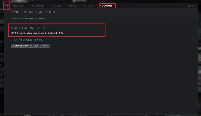 Dota 2 rank reset interface is located in the game's settings interface.