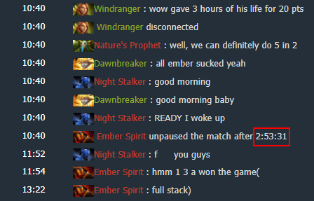 A screenshot of a Dota 2 chat log, with messages from various players translated.