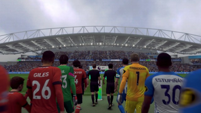 Players from Brighton and Luton enter the piece in a Premier League fixture in EA FC 24 Career Mode.