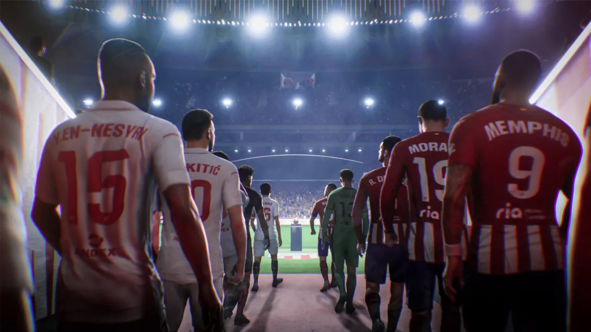 Players from Sevilla and Atletico Madrid take to the field in EA FC 24.
