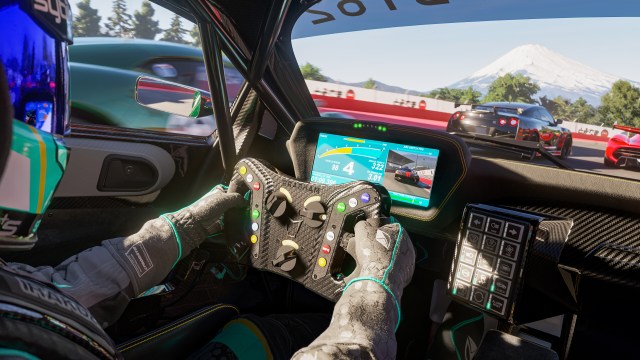 Driver holding the wheel in Forza Motorsport