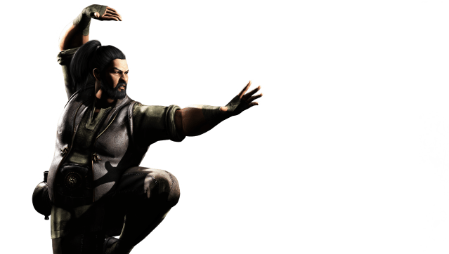 Render of Bo'Rai Cho from Mortal Kombat XL standing on one leg and holding his arms combatively. 