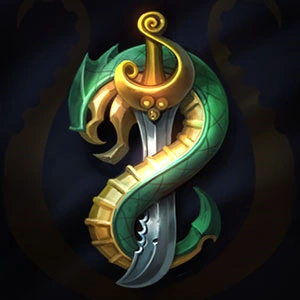 Serpent crest summoner icon featuring a serpent wrapped around a sabre from League of Legends. 
