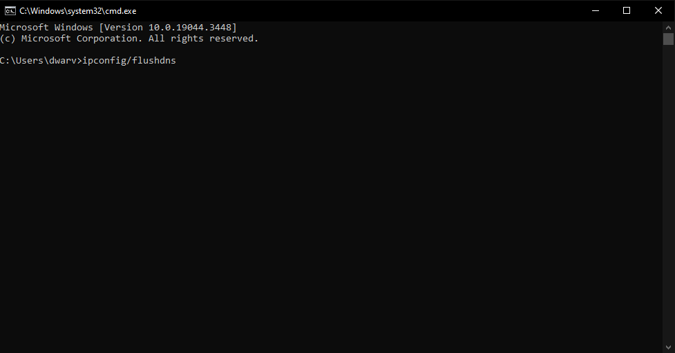 Screenshot of Windows Command Prompt. 