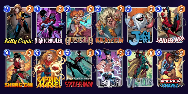 Screenshot of the Move Legion deck in Marvel Snap.