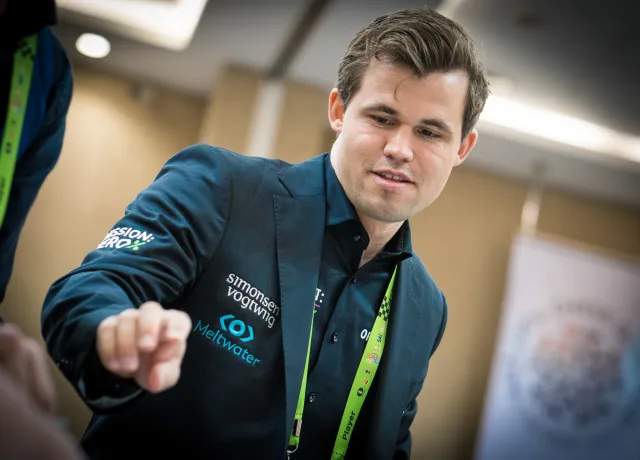 Magnus Carlsen at the 2022 Chennai Olympiad