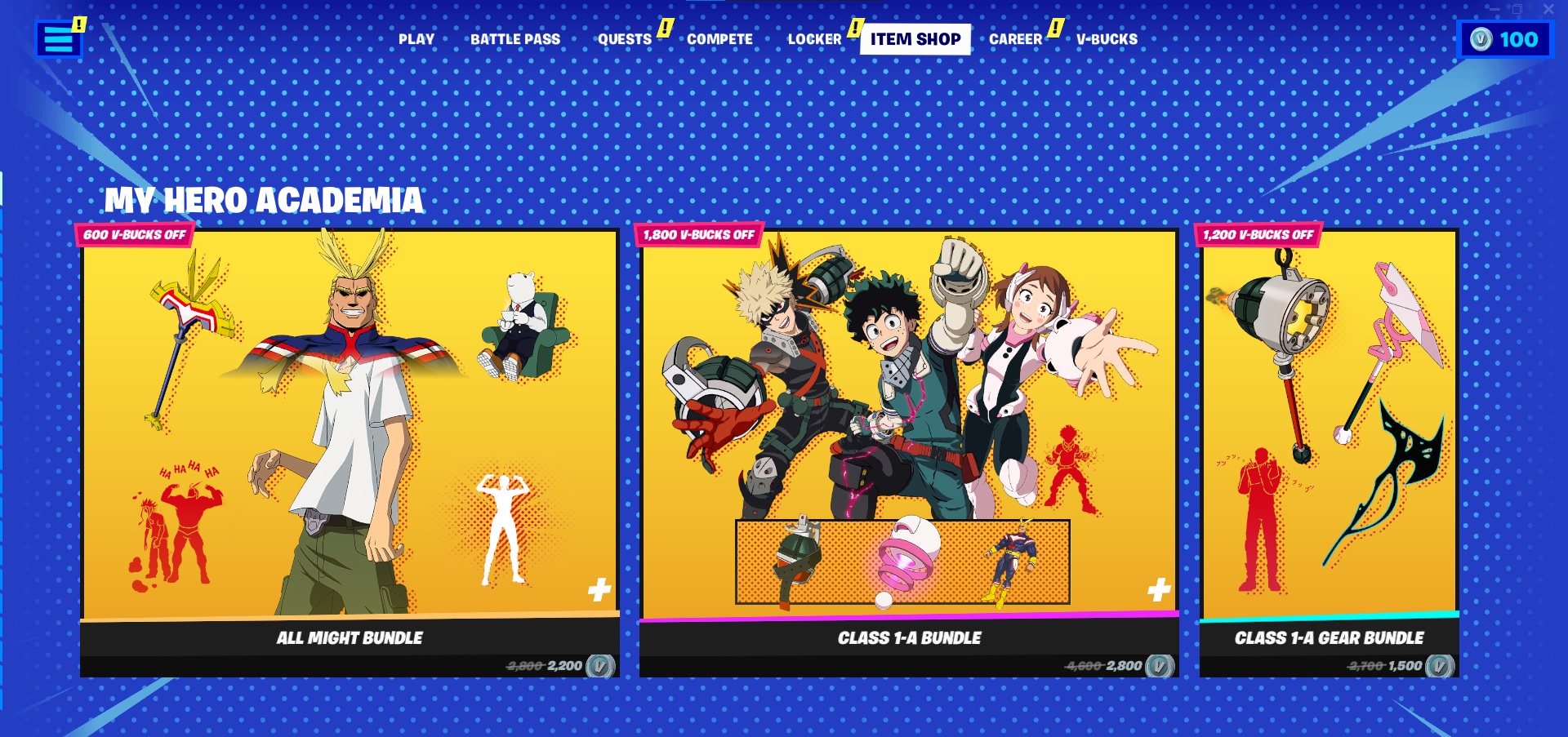 Fortnite Brings Back Original My Hero Academia Skins In Latest Shop ...