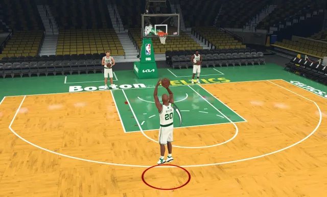 Ray Allen shooting a jump shot in NBA 2K24