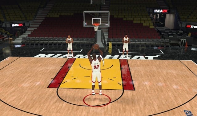 Shaquille O'Neal shooting a jump shot in NBA 2K24