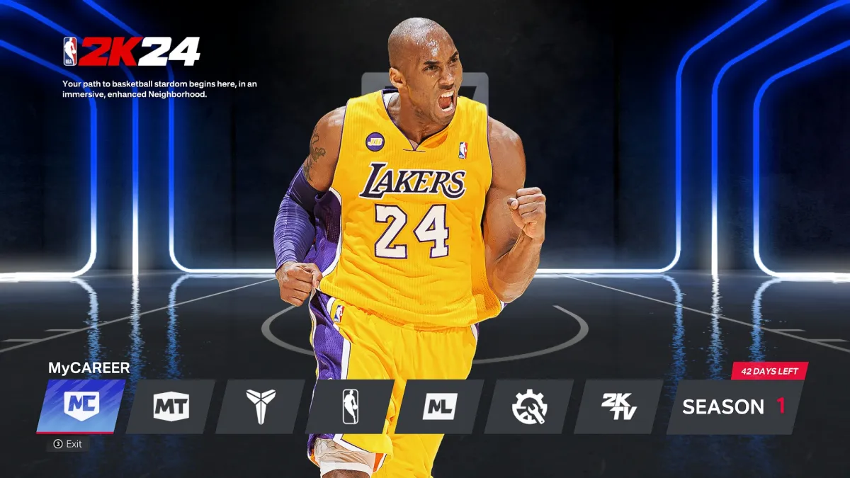 The start screen of NBA 2K24.