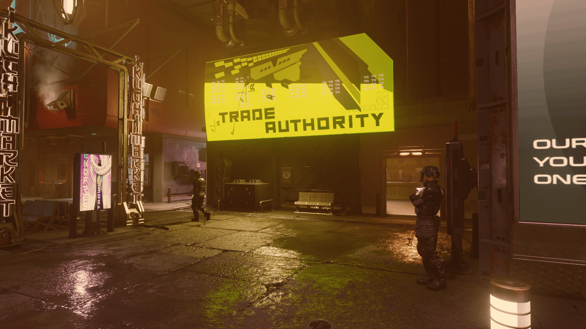 The Trade Authority in Neon in Starfield.