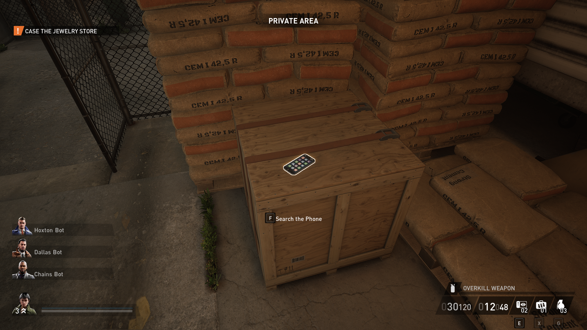 Displays the phone on a crate during Dirty Ice (Payday 3)
