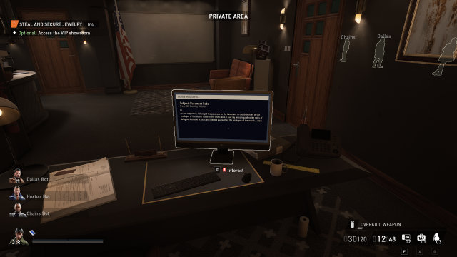 displays the manager's computer during Dirty Ice (Payday 3)