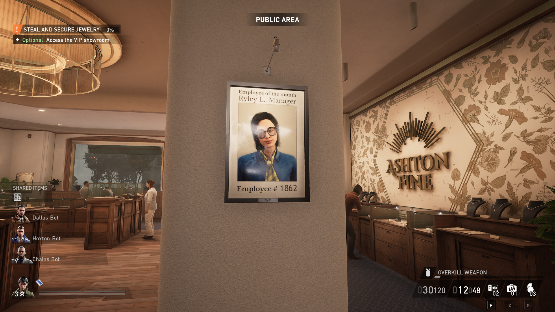 Displays the employee of the month plaque during Dirty Ice (Payday 3)