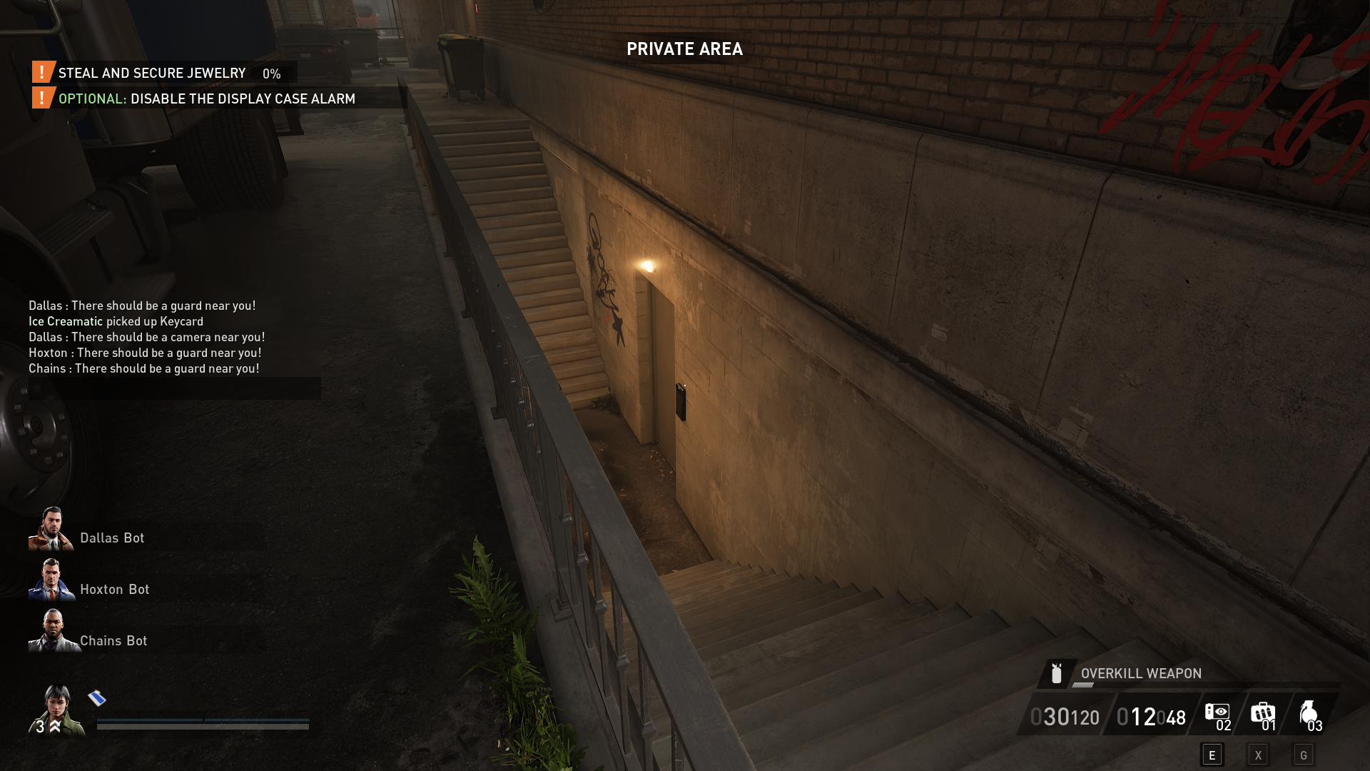 Displays an alternate entrance to the basement during Dirty Ice (Payday 3)