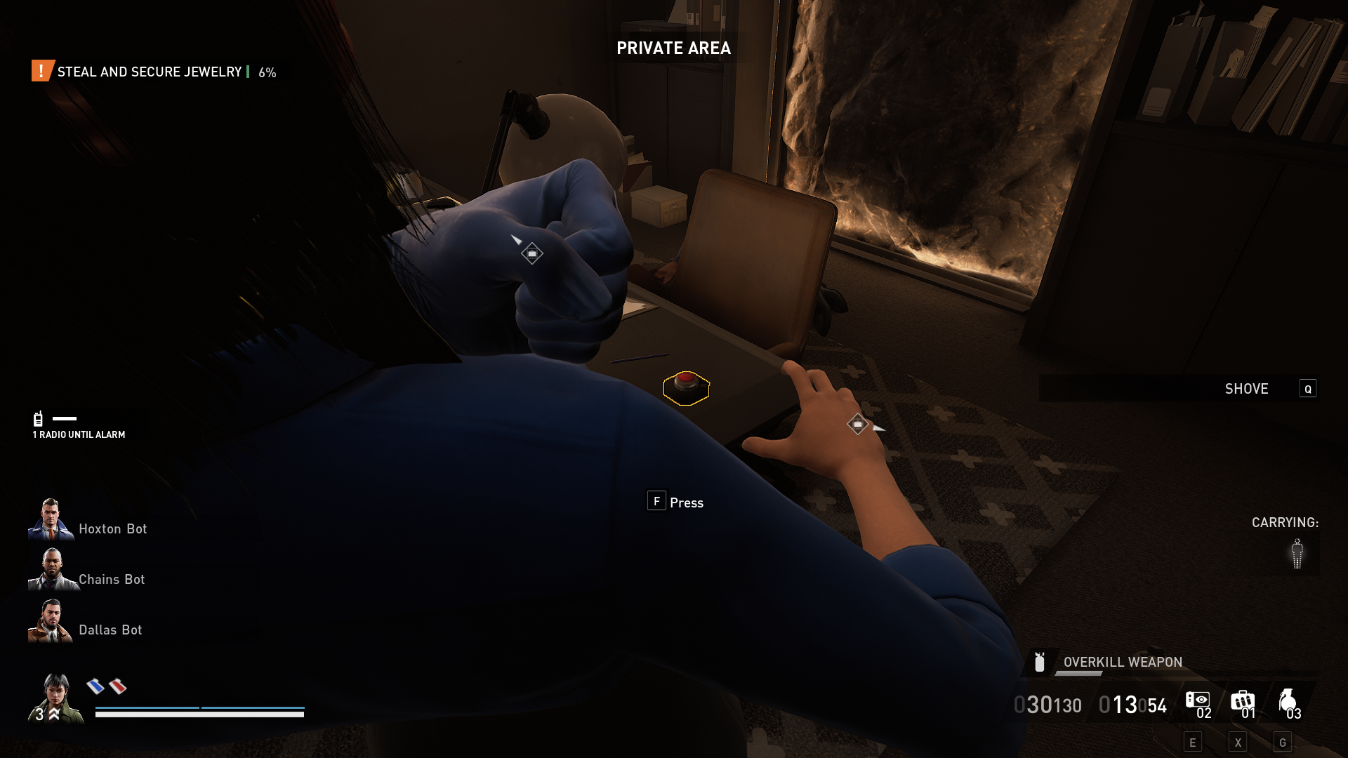 Displays the button on the manager's desk during Dirty Ice (Payday 3)