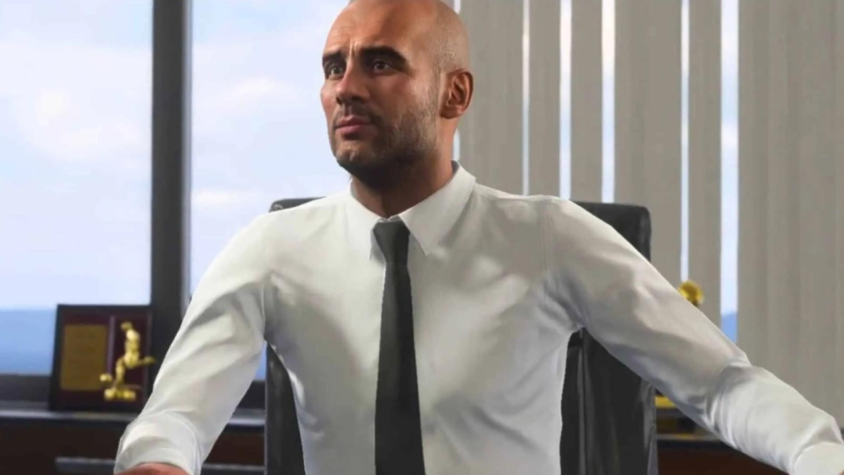 Pep Guardiola talking to player in EA FC 24