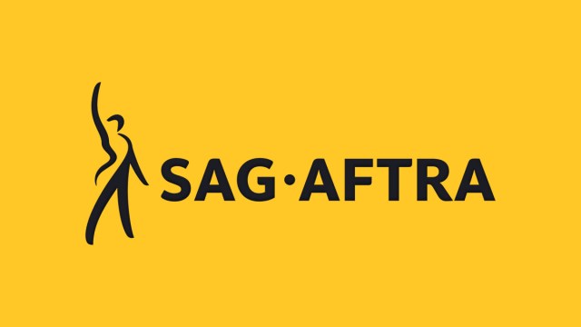 The SAG-AFTRA logo on a yellow background.