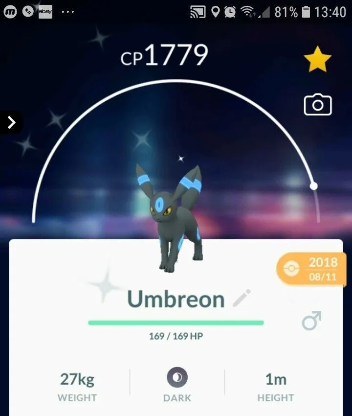 Shiny Umbreon Pokémon Go