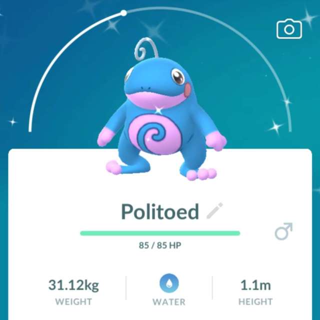 Shiny Politoed in-game screen in Pokémon Go