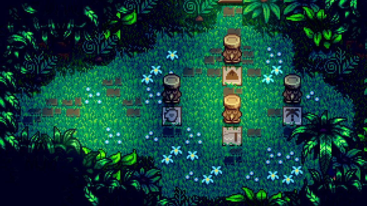 Dark totem pole and puzzles on Ginger Island in Stardew Valley