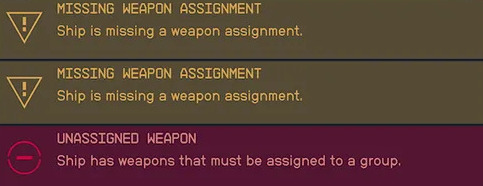 The weapon assign error messages in Starfield