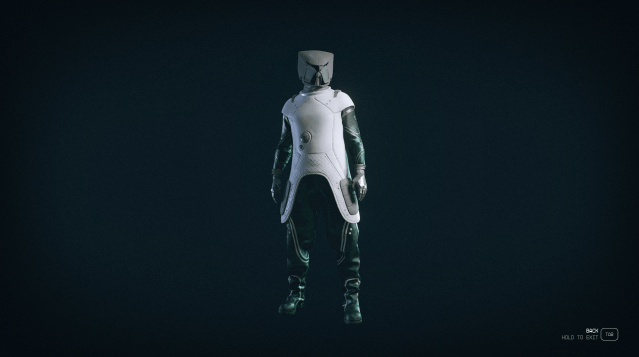 The player showing off the Mantis Spacesuit in Starfield.