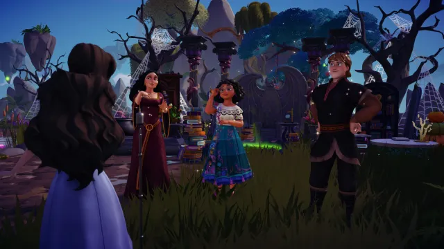 Vanessa looking at Mother Gothel, Mirabel, and Kristoff. 
