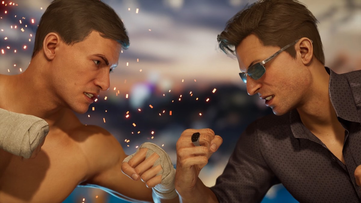 Jean-Claude Van Damme and Johnny Cage face off in Mortal Kombat 1.