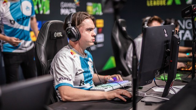 Cloud9's electroNic sitting in front of his PC and competing at ESL Pro League.