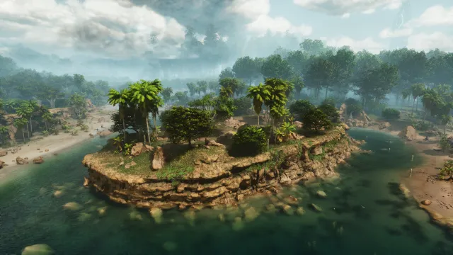 A screenshot of a location in Ark: Survival Ascended showing flat landscape atop a cliff.