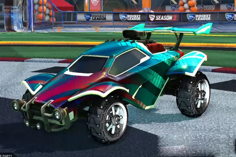 The 20XX decal on a player car in Rocket League