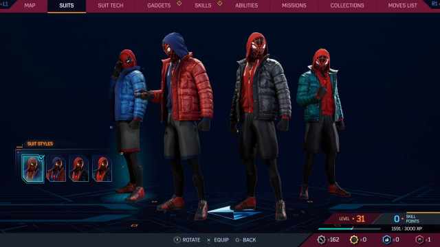 Spider-Man 2 Sportswear attire and three variants