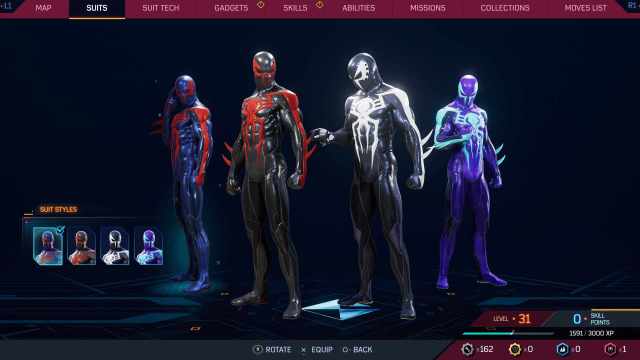 Spider-Man 2099 suit in Spider-Man 2 and all its variations